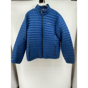 Eddie Bauer Mens L Blue Down Puffer Jacket Lightweight EB650 Insulated Coat